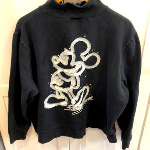 Vintage Disney Parks Embroidered Mickey Mouse Zip Up Pull Over with Pockets